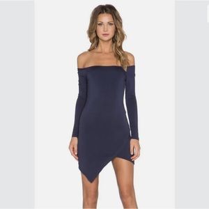 Lovers and friends asymmetrical body con dress in navy